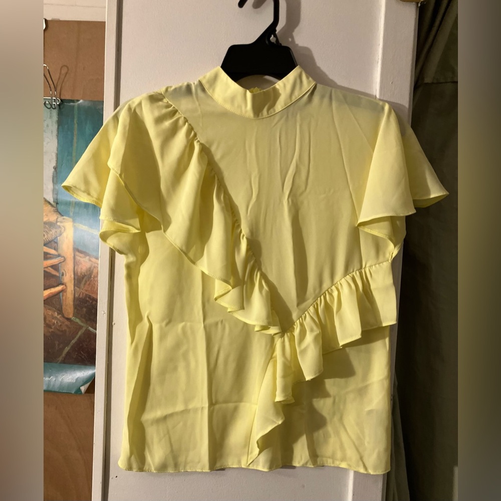 ASOS Yellow Ruffle Chiffon Blouse